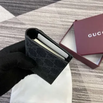 Gucci 821209 GG Emblem dvoudílný pouzdro na karty Černé