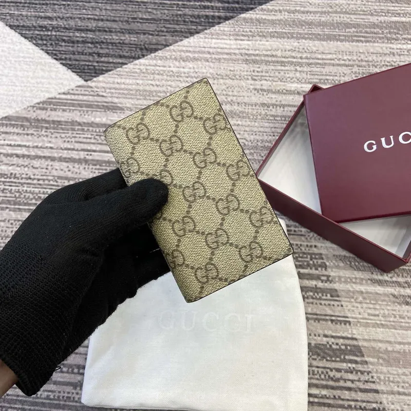 Gucci 821209 GG Emblem dvoudílný pouzdro na karty béžové a tmavě hnědé