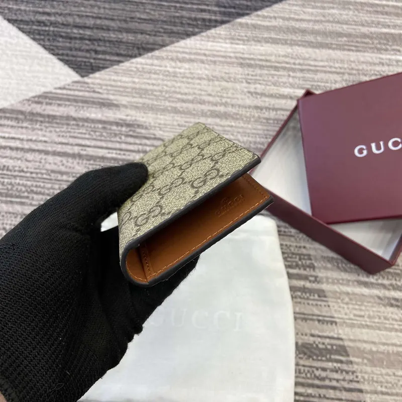 Gucci 821209 GG Emblem dvoudílný pouzdro na karty béžové a tmavě hnědé