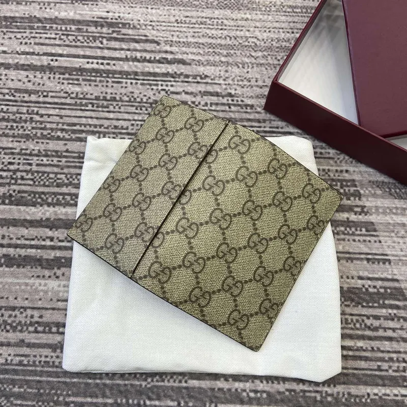 Gucci 821209 GG Emblem dvoudílný pouzdro na karty béžové a tmavě hnědé