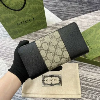 Gucci GG Emblem Černá a Béžová 821803 mini peněženka