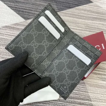 Gucci 818953 GG Emblem dvoudílný embosovaný obal na karty Černý