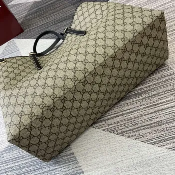 Gucci 815212 GG Emblem Velká taška přes rameno Béžová a černá