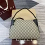Gucci 815216 GG Emblem střední kabelka přes rameno béžová a černá
