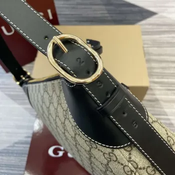 Gucci 815216 GG Emblem střední kabelka přes rameno béžová a černá