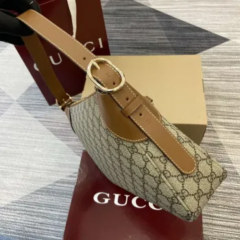 Gucci 815216 GG Emblem střední kabelka přes rameno Béžová a hnědá