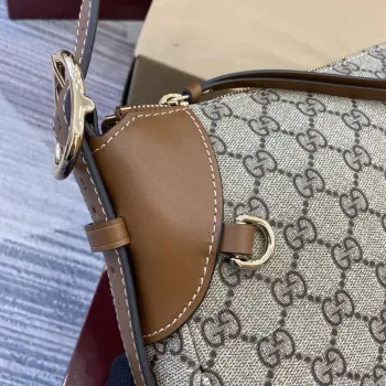 Gucci 815216 GG Emblem střední kabelka přes rameno Béžová a hnědá