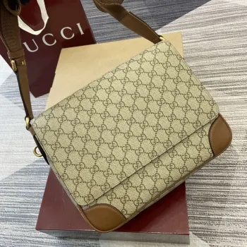 Gucci 821154 GG Emblem střední crossbody taška Béžová a tmavě hnědá