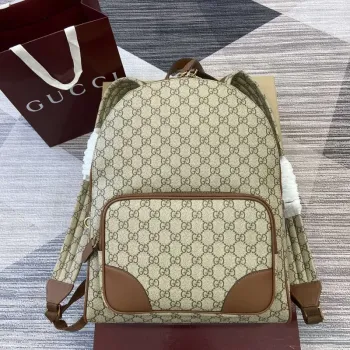 Gucci 821159 GG Emblem Střední batoh Béžový a tmavě hnědý