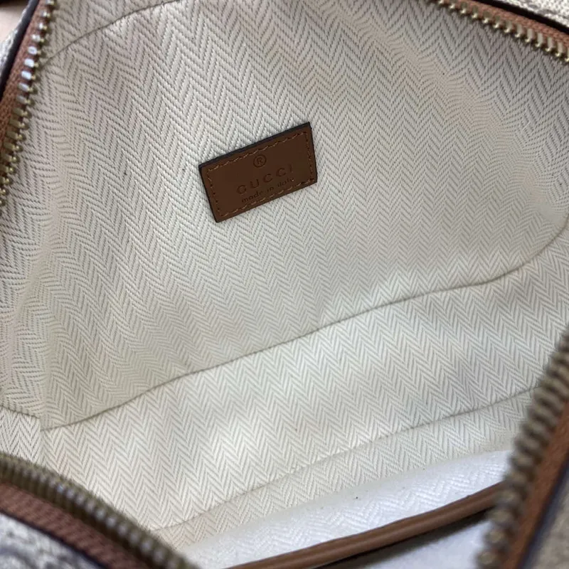 Gucci 821155 GG Emblem malá crossbody taška béžová a tmavě hnědá