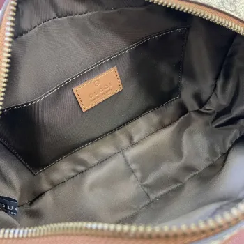 Gucci 821164 GG Emblem malá toaletní taška béžová a tmavě hnědá