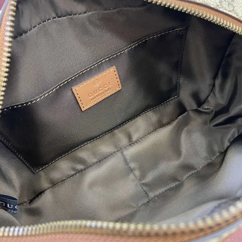 Gucci 821164 GG Emblem malá toaletní taška béžová a tmavě hnědá