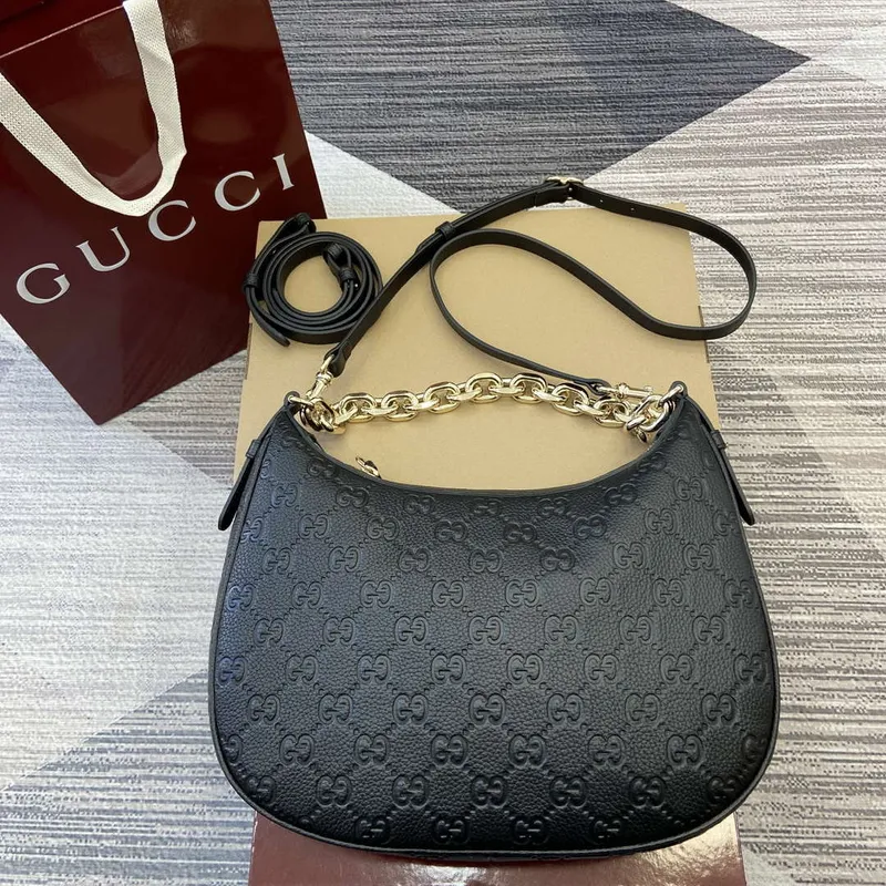 Gucci 820453 GG Emblem Střední kabelka přes rameno Černá