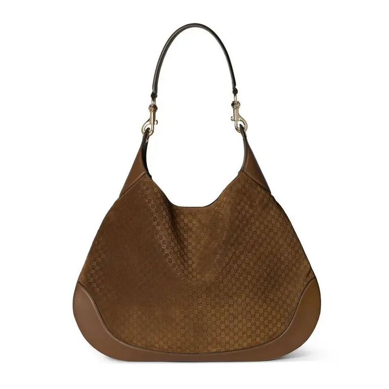 Gucci 815924 Gucci Tělová semišová střední kabelka přes rameno hnědá