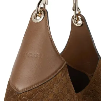 Gucci 815924 Gucci Tělová semišová střední kabelka přes rameno hnědá