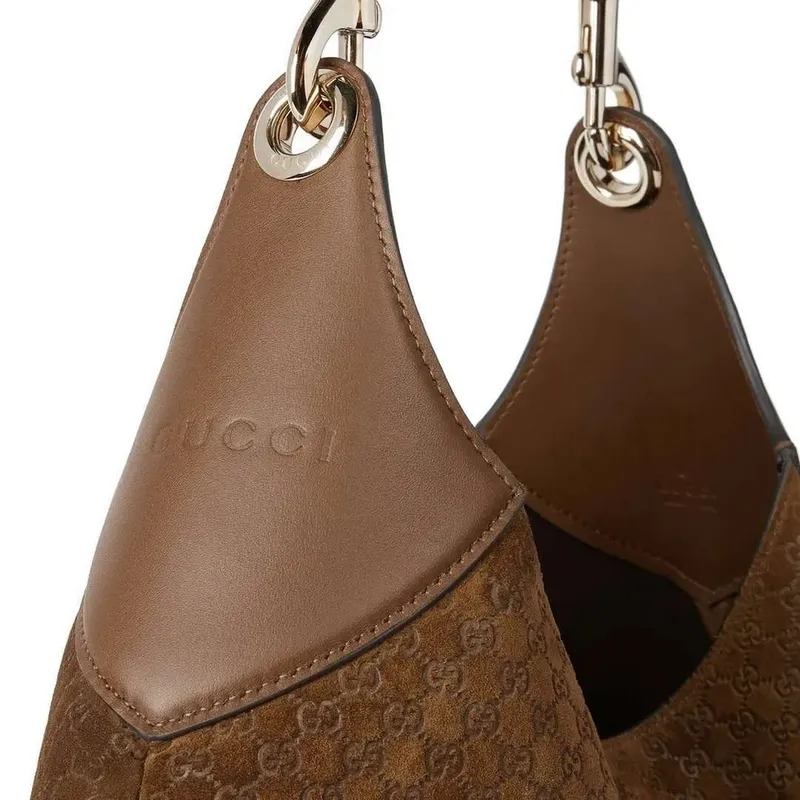 Gucci 815924 Gucci Tělová semišová střední kabelka přes rameno hnědá