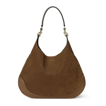 Gucci 815924 Gucci Tělová semišová střední kabelka přes rameno hnědá