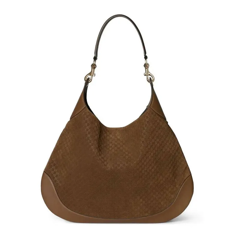 Gucci 815924 Gucci Tělová semišová střední kabelka přes rameno hnědá