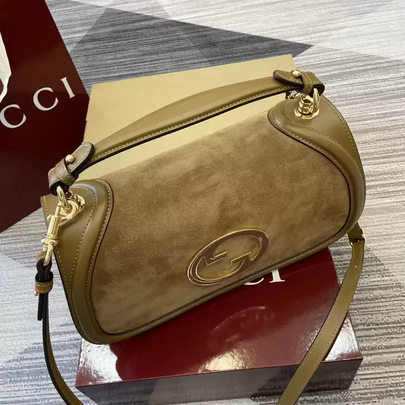 Gucci 815719 Gucci Blondie Medium taška s horním uchopem Světle hnědá semiš