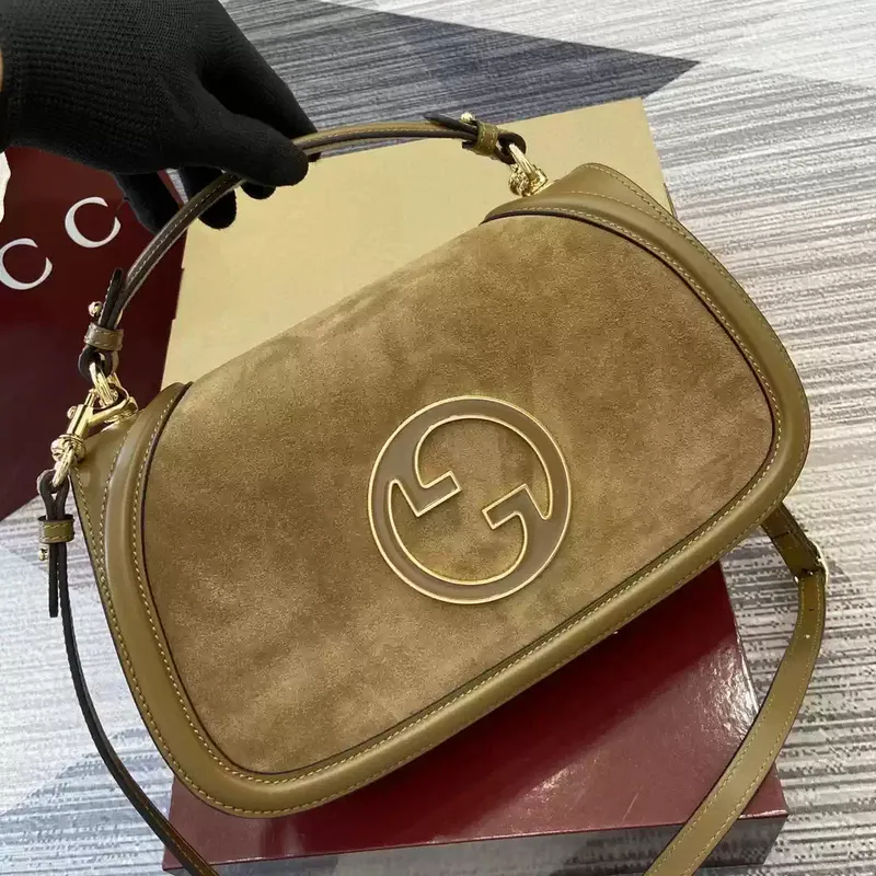 Gucci 815719 Gucci Blondie Medium taška s horním uchopem Světle hnědá semiš