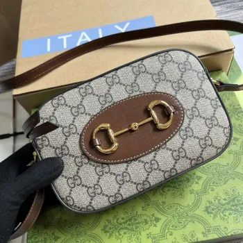 Gucci Horsebit 1955 mini ramenní taška 760196 Hnědá & Béžová