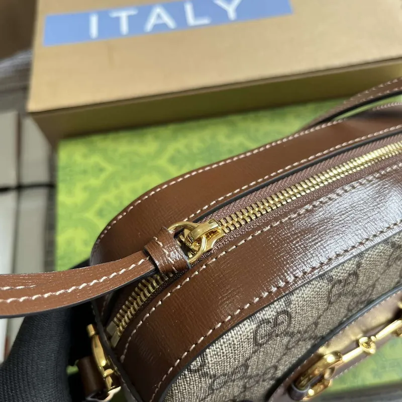 Gucci Horsebit 1955 mini ramenní taška 760196 Hnědá & Béžová