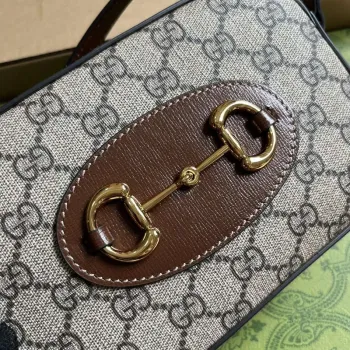 Gucci Horsebit 1955 mini ramenní taška 760196 Hnědá & Béžová