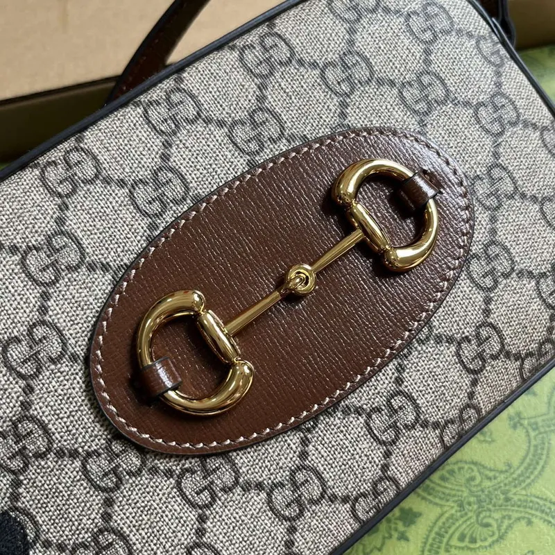 Gucci Horsebit 1955 mini ramenní taška 760196 Hnědá & Béžová