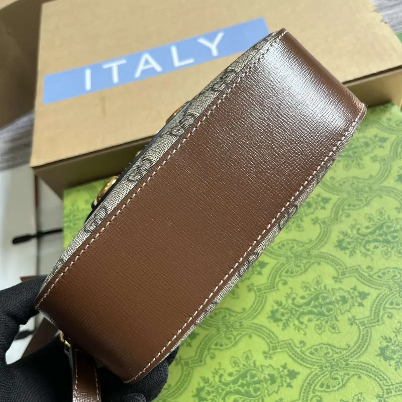 Gucci Horsebit 1955 mini ramenní taška 760196 Hnědá & Béžová