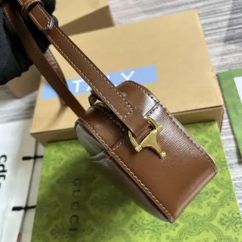 Gucci Horsebit 1955 mini ramenní taška 760196 Hnědá