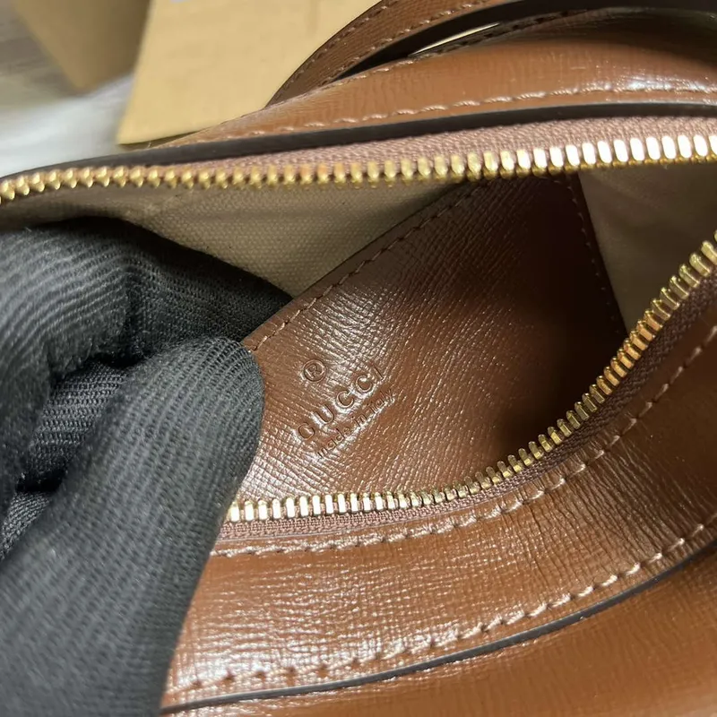 Gucci Horsebit 1955 mini ramenní taška 760196 Hnědá