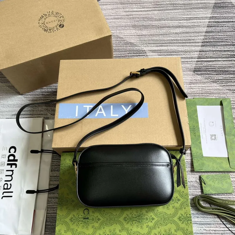 Gucci Horsebit 1955 mini ramenní taška 760196 Černá