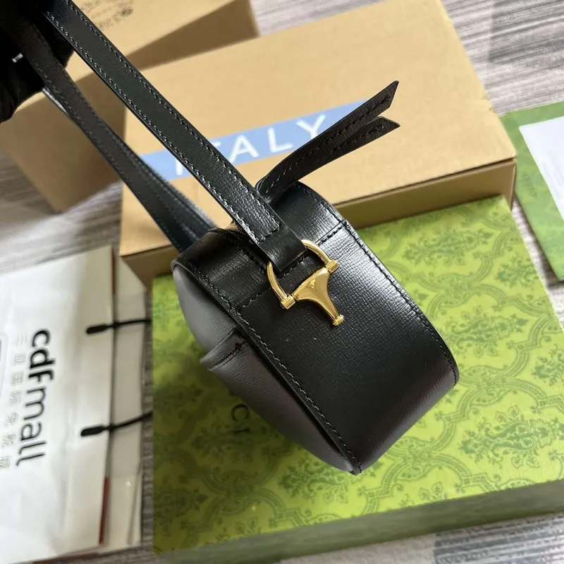 Gucci Horsebit 1955 mini ramenní taška 760196 Černá