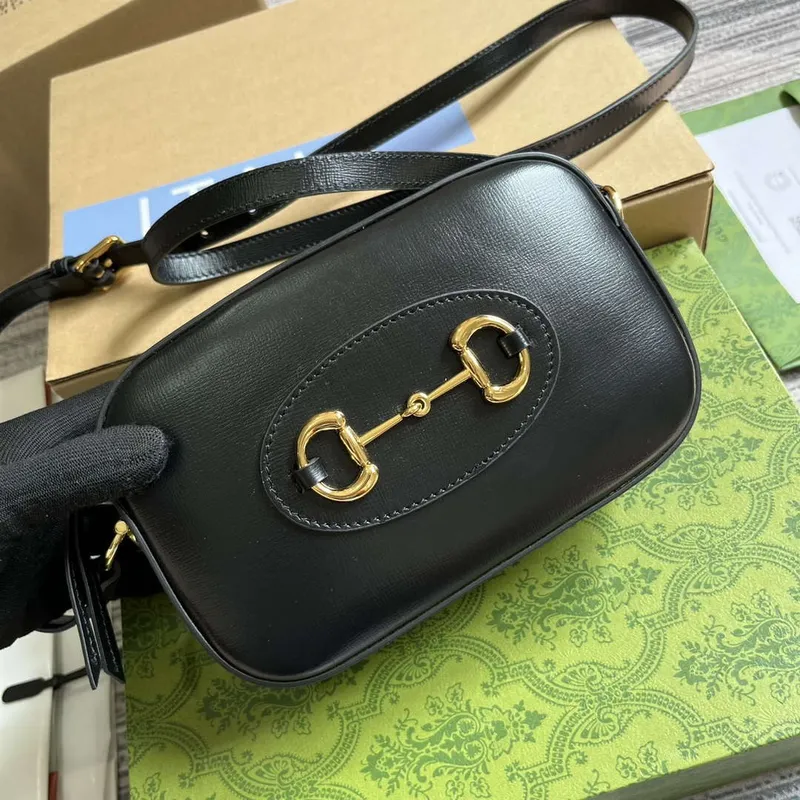 Gucci Horsebit 1955 mini ramenní taška 760196 Černá
