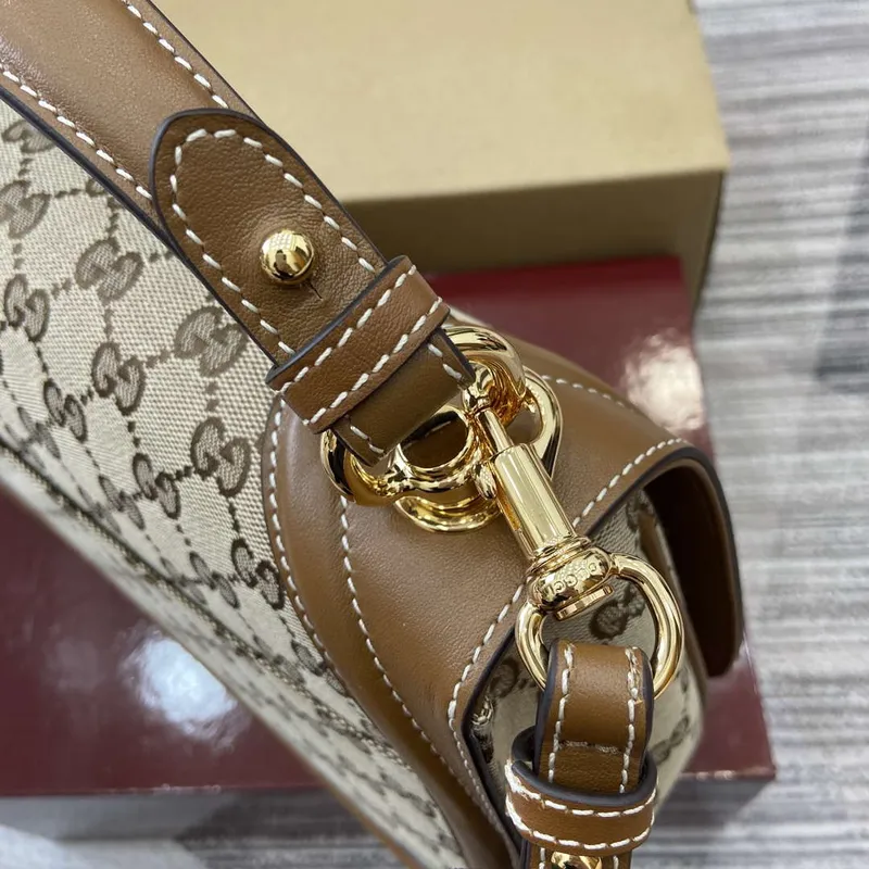 Gucci 815716 Gucci Blondie Medium taška s horním madlem Tmavě hnědá bavlněná lněná plátno