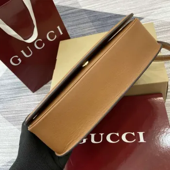 Gucci 815716 Gucci Blondie Medium taška s horním uchopem Hnědá & Béžová bavlněná lněná plátno
