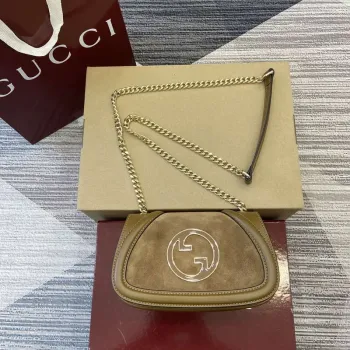 Gucci 815711 Gucci Blondie mini ramenní taška z jemné kůže tmavě hnědá