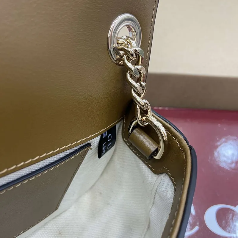 Gucci 815711 Gucci Blondie mini ramenní taška z jemné kůže tmavě hnědá
