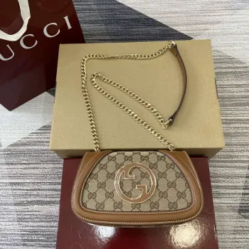 Gucci 815711 Gucci Blondie mini ramenní taška béžová tmavě hnědá plátno