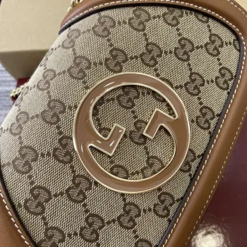 Gucci 815711 Gucci Blondie mini ramenní taška béžová tmavě hnědá plátno