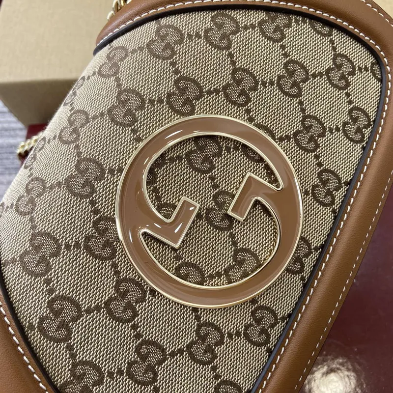 Gucci 815711 Gucci Blondie mini ramenní taška béžová tmavě hnědá plátno