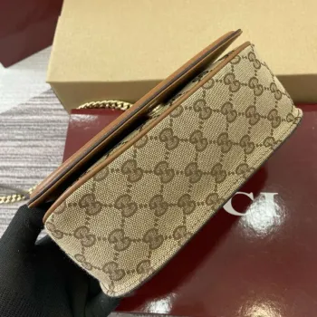 Gucci 815711 Gucci Blondie mini ramenní taška béžová tmavě hnědá plátno