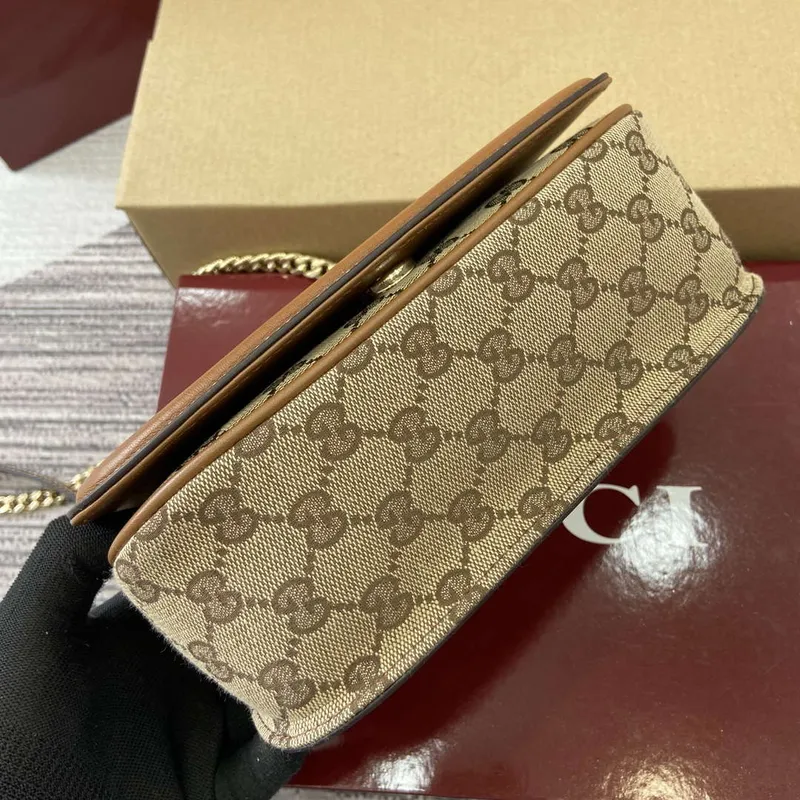 Gucci 815711 Gucci Blondie mini ramenní taška béžová tmavě hnědá plátno