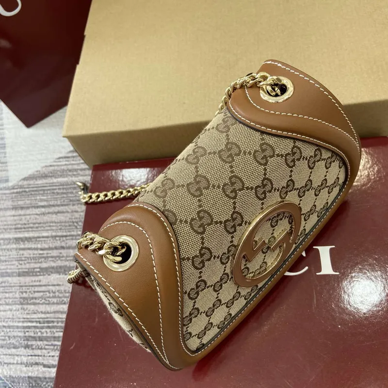 Gucci 815711 Gucci Blondie mini ramenní taška béžová tmavě hnědá plátno