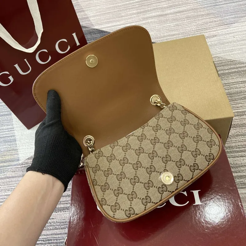 Gucci 815711 Gucci Blondie mini ramenní taška béžová tmavě hnědá plátno