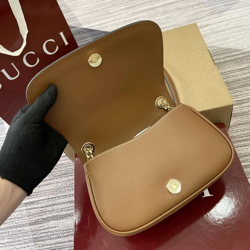 Gucci 815711 Gucci Blondie mini ramenní taška Hnědá & Béžová