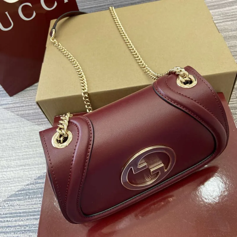 Gucci 815711 Gucci Blondie mini ramenní taška vínově červená