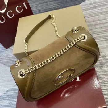 Gucci 815715 Gucci Blondie malá kabelka přes rameno Hnědá semišová kůže