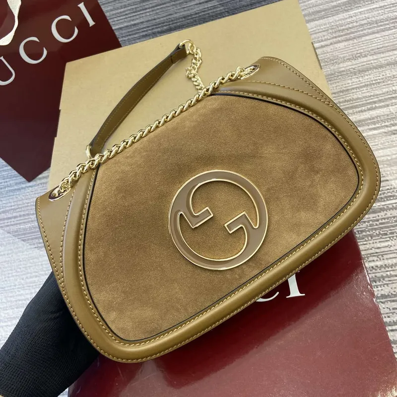 Gucci 815715 Gucci Blondie malá kabelka přes rameno Hnědá semišová kůže