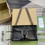 Gucci 795005 GG Dionysus malá kabelka přes rameno Černá lakovaná kůže s logem